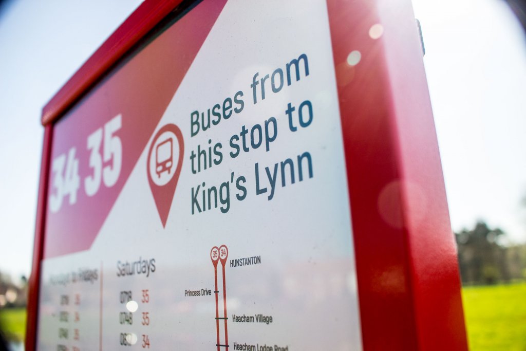 Bus stop branding from Lynx for their Lynn to Hunstanton services